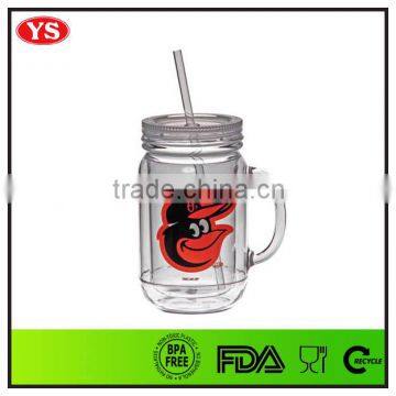 20oz bpa free plastic wholesale mason jars with handle and straw