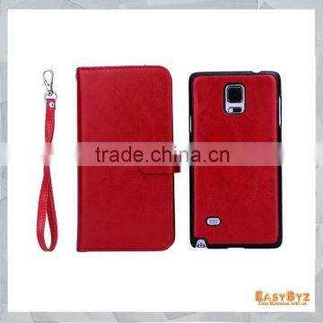 Wholesale Cell phone case book wallet flip leather case cover for Samsung GALAXY Note 4, 2 in 1 case with 9 card slots for Note4