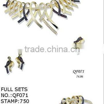 Fine gold jewelry,18k gold diamonds jewlery set QF071