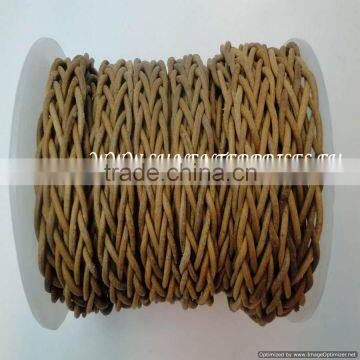 Round Leather Cords - nappa round 14mm Plaited Round Dark Natural