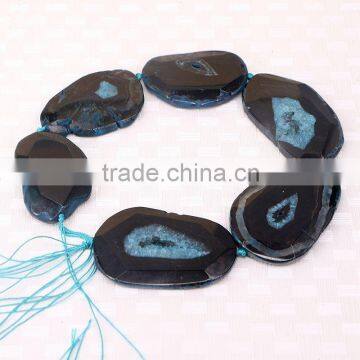 Big Size Fashion Black & Blue Faceted Agate Druzy Stone Beads, Slab Agate Gem stone Jewelry Beads