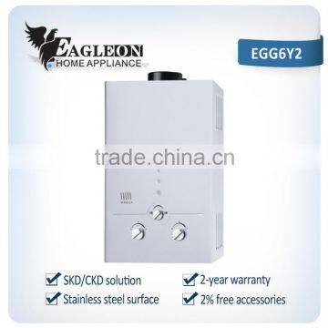 High efficient 6L stainless steel Portable Instant Flue type Gas Water heater EGG6Y2