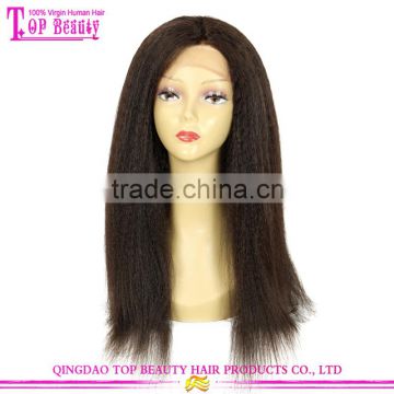 180 Density Natural Black 20 Inch Wholesale Cheap Human Hair Natural Hairline Kinky Straight Full Lace Wigs