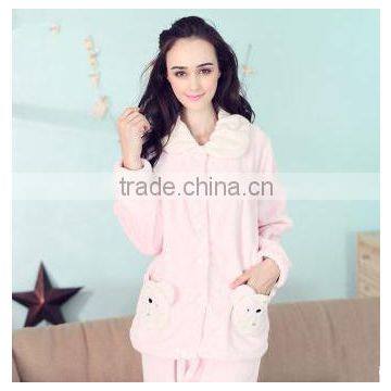 Newest Nightgowns 2017 Bundle Clothing Cotton Blue Classic Pajamas Customized 100% Polyester Thermal Coral Fleece Pyjamas photo-2