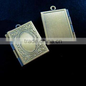 19x26mm vintage style antiqued bronze square DIY photo locket pendant charm supplies 1191003