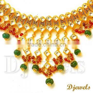 22K Gold Kundan Necklaces, Kundan Necklaces, Kundan Jewelry