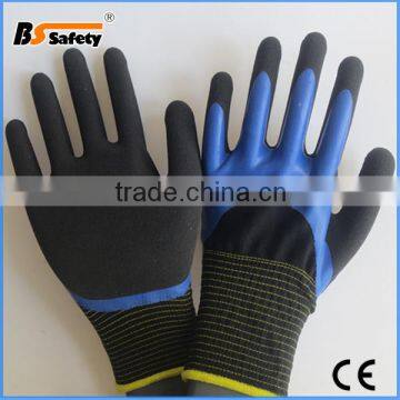 BSSAFETY oil resistant double palm coated latex glove for mechanic