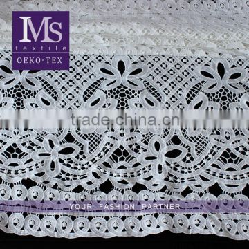 Newest 100% printed white rayon floral embroidery lace fabric wholesale