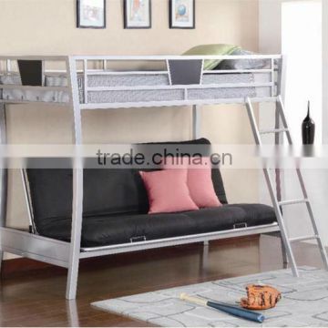 Metal youth loft bunk bed with futon chair