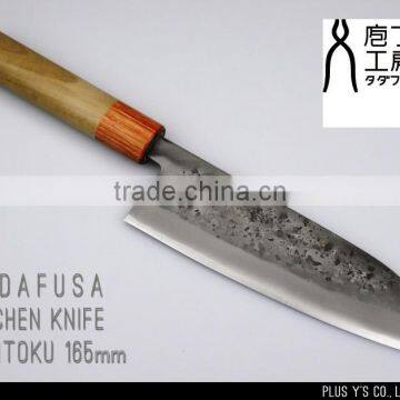 Japanese steel damascus knife with high quality satin finish by Tadafusa