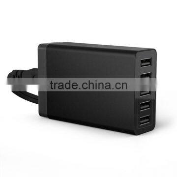 40W 5V 8A 5 Ports USB Charger,home charger,travel charger,wall charger,For iPhone6 iPad Samsung Smart Phone black USB charger