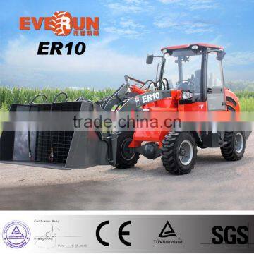 Qingdao Everun New Design Strong Mini Front End Loader 1 Ton Wheel Loader With Mixer Bucket