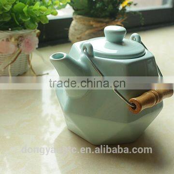 Customize Logo Porcelain Chinese Tea Pot With Steel Handle