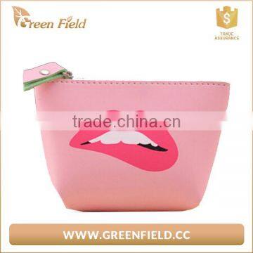 Promotional coin pouch PU mini coin purse with lip printing