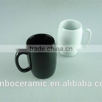 White and Black Colored Glazed Ceramic Beer Mug 7 oz Cheap Price Wholesale photo-2