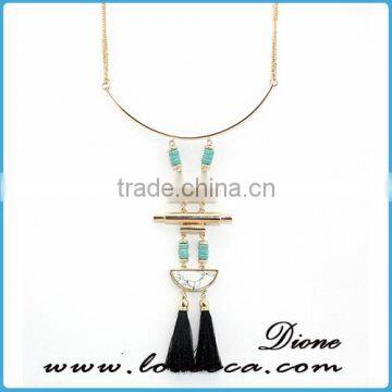 Fashion Wholesale Handmade Gemstone Long Chain Tassel Charm Necklace photo-3