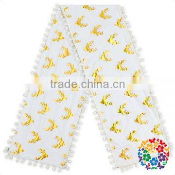 Cute Design Soft Christmas Deer Print Pom Pom Tassel Scarf for Kids photo-2