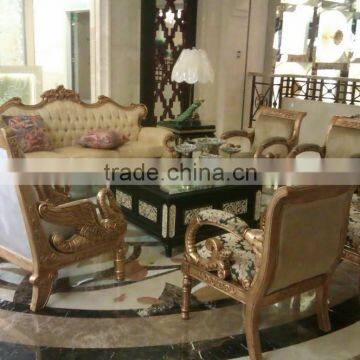 3-seats Wood Sofa in Gold Color for Star Project Usgae photo-2