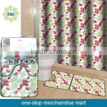 Waterproof Polyester Shower Curtain With Bath Mat Set photo-2