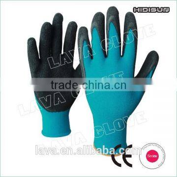 High quality 13G Nylon with crinkle Latex coated safety work gloves