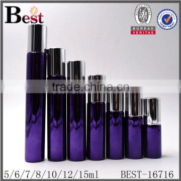 hot products cosmetic packaging dark purple UV roll on bottle 10ml perfume essential oil tube glass roll bottle factory price