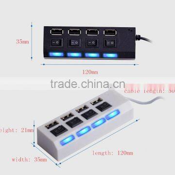 2016 New Arrival USB 2.0 High Speed 4 in 1 HUB With Blue LED for Power photo-2