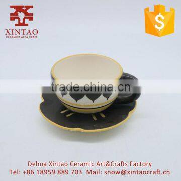 Coffee House Used Ceramic Coffee Cup and Saucer With Handle photo-3