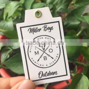 2017 custom design fancy shape paper hang tags with gold eyelet