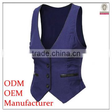 women's elegant perfect fitting navy blue cotton vests