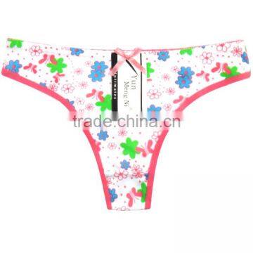 Flower Printing Underwear Breathable Cotton T-back Sexy Thong photo-4