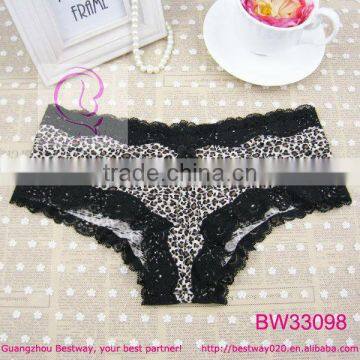 Very fashion hot panties printed leopard panties with lace & bow