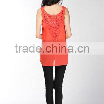 2015 Lace Application Neck Ladies Colored Long Vest/sleeveless/singlet For Summer photo-2