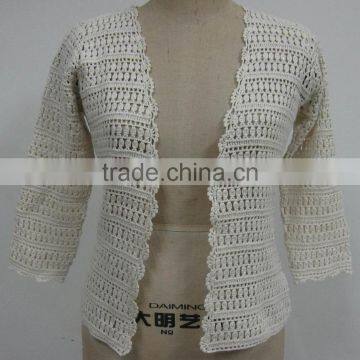 Wholesale High Quality Machine Crochet Lady's Long Sleeve Crochet Blouse Top photo-2