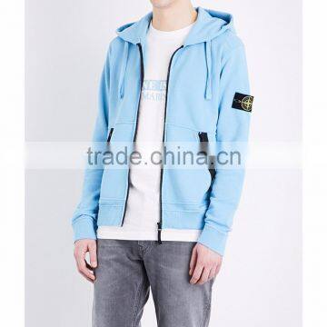 Embroidered Hoodies Patch On Sleeve Private Brands Label Custom Outside Exposed Zip 100% Cotton Flece