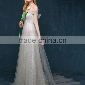 MGOO Long Grey Evening Dresses 2016 New Custom Prom Criss Cross Wonderland Tulle Party Dresses 2253 photo-3