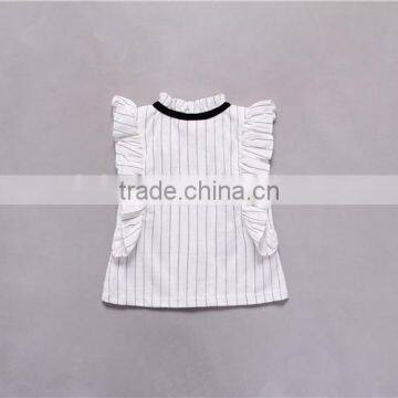 New Design Pink Striped Shirt Black Skirt Little Girl OL Wind Clothing Set 2017 Hot Sale photo-4