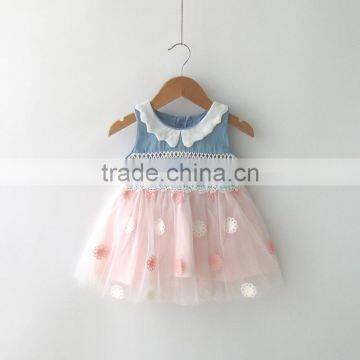 2017 fanshional lace and tulle dress baby sleeveless for girl