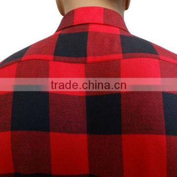 Red Black Check Flannel Shirt for Men Autumn Winter Warm Mens Dress Shirt photo-4