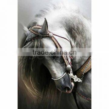 Square White Horse Pattern Cotton Embroidery Rhinestone DIY Kit Diamond Painting