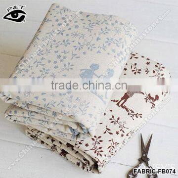 New Design Cotton Linen Fabric Cute Printed 2 Colors photo-2