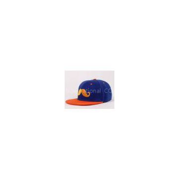 Blue Cotton Flat Peak Snapback Caps Embroidered Baseball Hats With Purper Crown