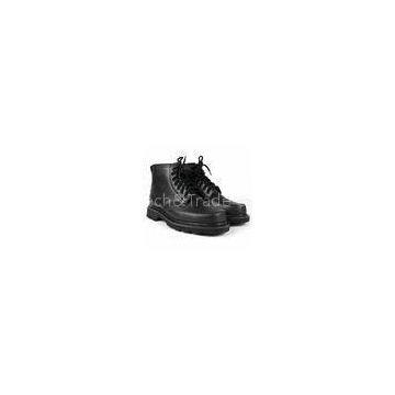 39 - 45 Size Black Leather Military Ankle Boots With Rubber Sole