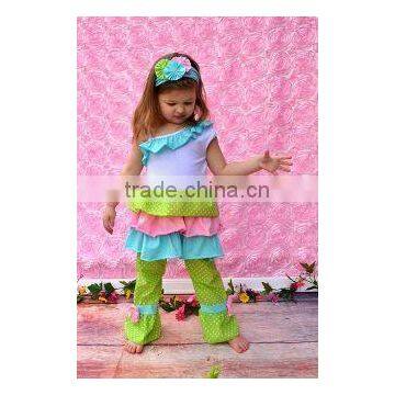 Multicolor Shirt Ruffle Shorts Summer Easter Rabbit Girls Outfit Clothes photo-2
