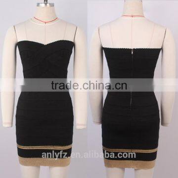 Anly Wholesale Women Hot Girls Strapless Lace High Fashion Latest Designs Sexy Tight Sleeveless Party Evening Bandage Dress