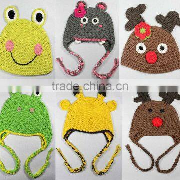 2014 Winter Hot Sale Amazing Baby Cute Animal knitted Crochet Hat and Caps Earflaps