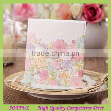 Various colors flower laser cut wedding invitation card