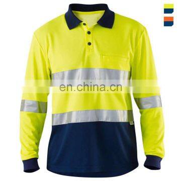 OEM Service High Visibility Long Sleeve Reflective Safety Polo Shirt Custom photo-4