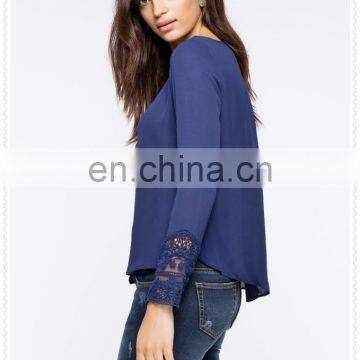 Korean Style Female Long Sleeve Chiffon Blouse for Ladies Wholesale photo-5