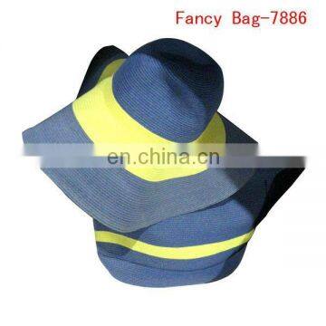 Factory outlet cheap straw beach bag with hat