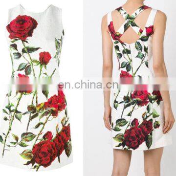 2017 Newest Baroque Floral Printed Lace Dress For Elgant Women